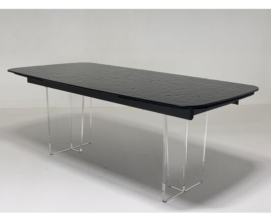 Стол LAURITS 200 GREY, стекло BUBBLE  / Прозрачный каркас ®DISAUR, изображение 4 | Интернет магазин мебели и декора LifeDekor