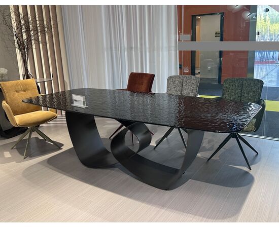 Стол TOVE 240 GREY, стекло BUBBLE  / Шоколадное золото каркас ®DISAUR, изображение 2 | Интернет магазин мебели и декора LifeDekor