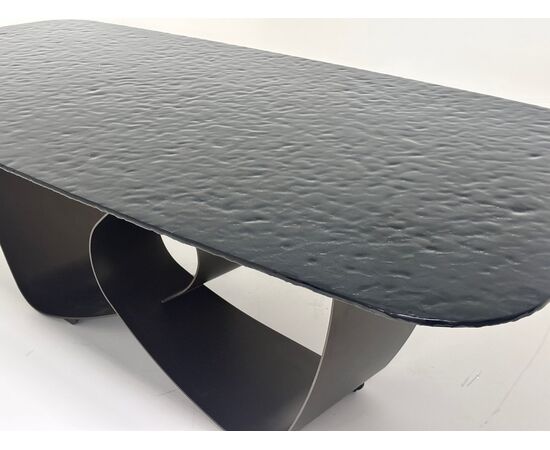 Стол TOVE 240 GREY, стекло BUBBLE  / Шоколадное золото каркас ®DISAUR, изображение 4 | Интернет магазин мебели и декора LifeDekor