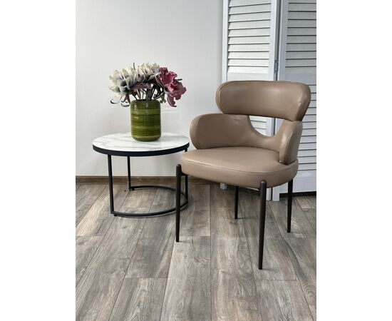 Стул VALTER HF017-20 Коричнево-серый, экокожа / Темно-серый каркас, ®DISAUR | Интернет магазин мебели и декора LifeDekor