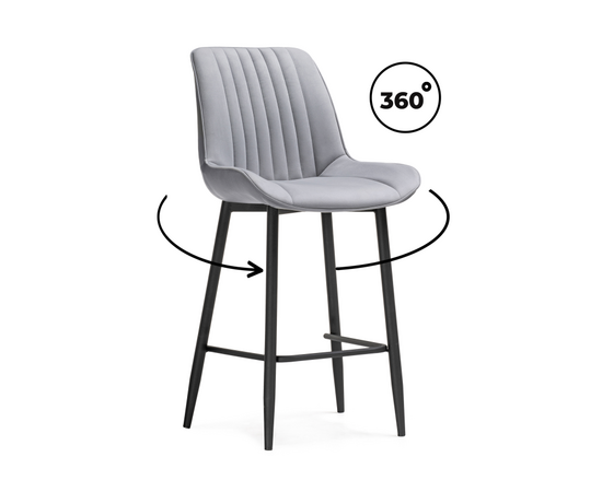 Барный стул Вейв вращающийся светло-серый velutto 52 / черный каркас | Интернет магазин мебели и декора LifeDekor