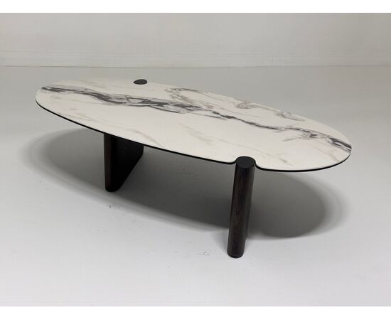 Стол кофейный ARN FENDI WHITE керамика на стекле/массив/ МДФ, облицованный дубовым шпоном ®DISAUR, изображение 3 | Интернет магазин мебели и декора LifeDekor