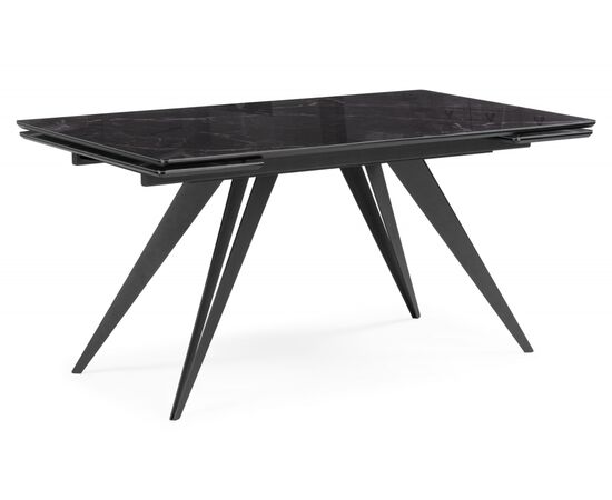 Стол стеклянный Дарвин 140(200)х80 черный мрамор / черный | Интернет магазин мебели и декора LifeDekor