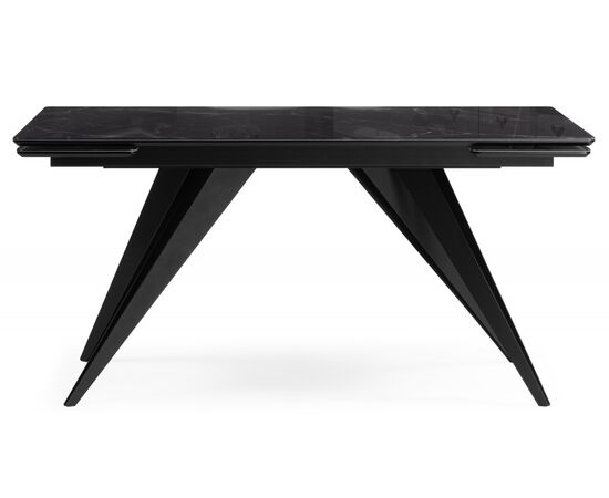 Стол стеклянный Дарвин 140(200)х80 черный мрамор / черный, изображение 2 | Интернет магазин мебели и декора LifeDekor