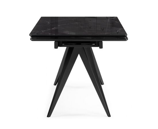 Стол стеклянный Дарвин 140(200)х80 черный мрамор / черный, изображение 3 | Интернет магазин мебели и декора LifeDekor