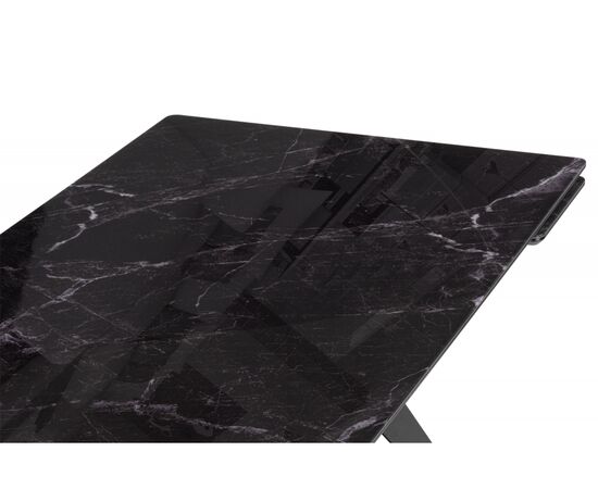 Стол стеклянный Дарвин 140(200)х80 черный мрамор / черный, изображение 6 | Интернет магазин мебели и декора LifeDekor