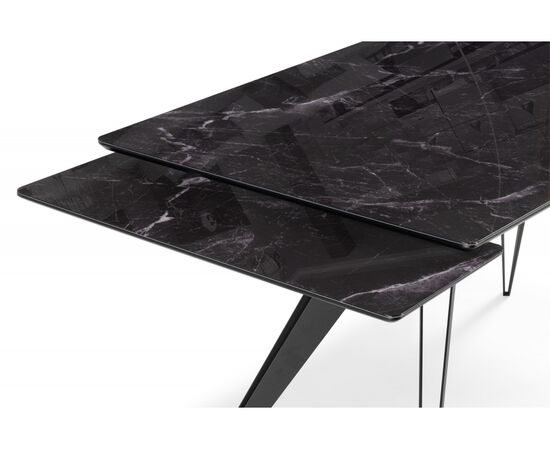Стол стеклянный Дарвин 140(200)х80 черный мрамор / черный, изображение 7 | Интернет магазин мебели и декора LifeDekor