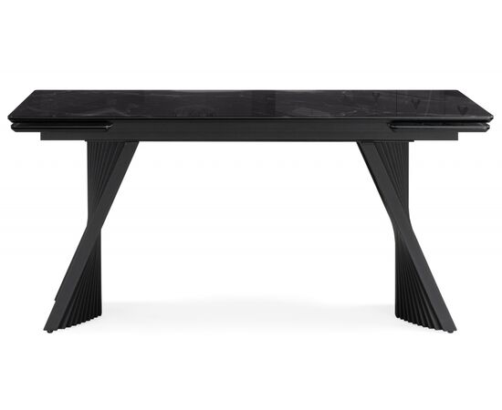 Стол стеклянный Вейв 140(200)х80 черный мрамор / черный, изображение 2 | Интернет магазин мебели и декора LifeDekor