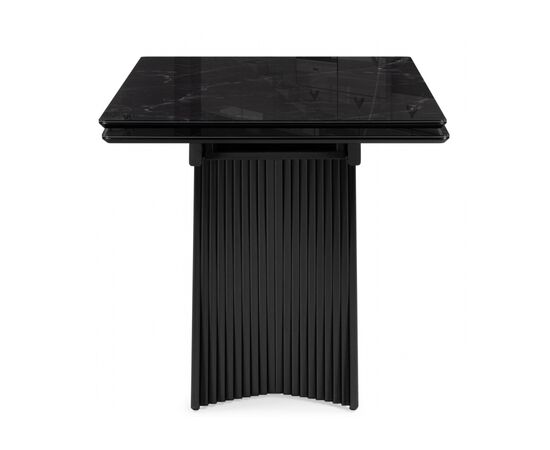 Стол стеклянный Вейв 140(200)х80 черный мрамор / черный, изображение 3 | Интернет магазин мебели и декора LifeDekor