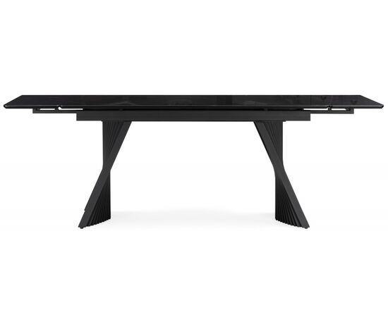 Стол стеклянный Вейв 140(200)х80 черный мрамор / черный, изображение 4 | Интернет магазин мебели и декора LifeDekor