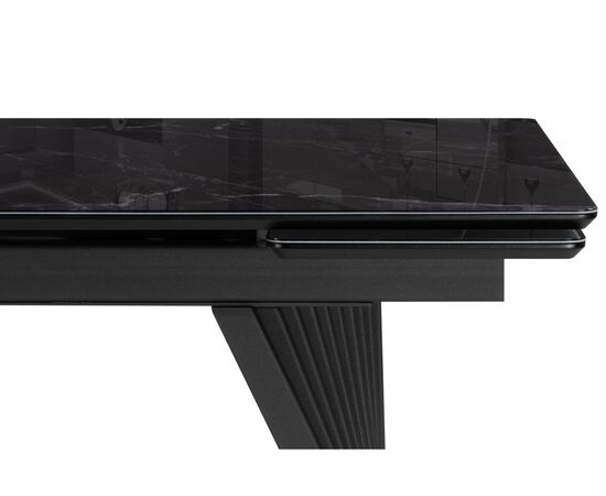 Стол стеклянный Вейв 140(200)х80 черный мрамор / черный, изображение 5 | Интернет магазин мебели и декора LifeDekor