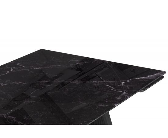 Стол стеклянный Вейв 140(200)х80 черный мрамор / черный, изображение 6 | Интернет магазин мебели и декора LifeDekor