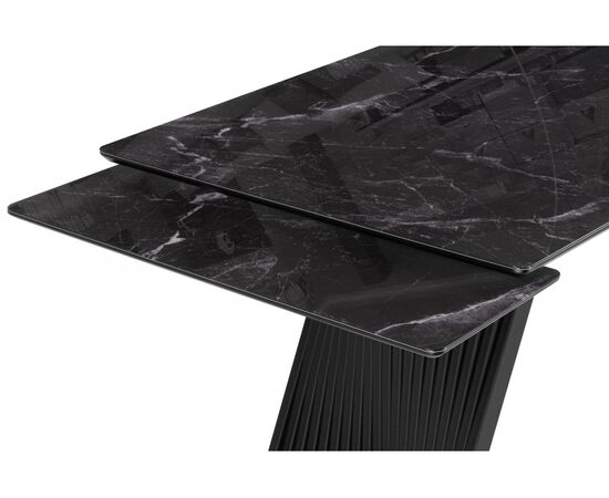 Стол стеклянный Вейв 140(200)х80 черный мрамор / черный, изображение 7 | Интернет магазин мебели и декора LifeDekor