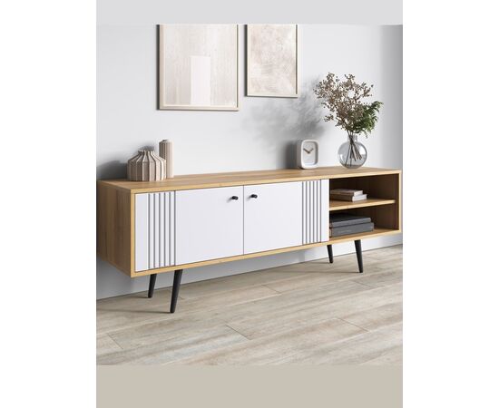 Тумба Вега Саксония ТВ150 с нишами, белый матовый, изображение 6 | Интернет магазин мебели и декора LifeDekor