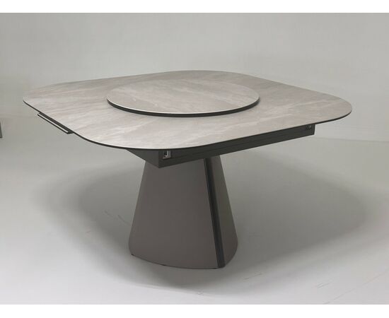 Стол RUBEN 132 TL-109 Серый мрамор, испанская керамика, стекло / Латте, ®DISAUR | Интернет магазин мебели и декора LifeDekor