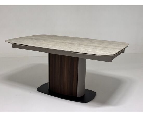 Стол DAGFINN 160 IVORY TRAVERTINE SOLID CERAMIC / Кофе / Орех, ®DISAUR | Интернет магазин мебели и декора LifeDekor