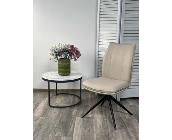 Стул YOHAN 360 град. поворот. HF017-02 Бежевый, экокожа / Черный, ®DISAUR | Интернет магазин мебели и декора LifeDekor