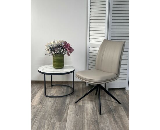 Стул YOHAN 360 град. поворот. HF017-09 Латте, экокожа / Черный, ®DISAUR | Интернет магазин мебели и декора LifeDekor