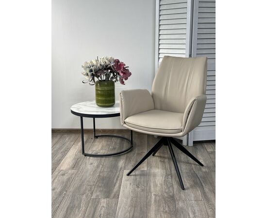 Стул YOZEF 360 град. поворот. HF017-02 Бежевый, экокожа / Черный, ®DISAUR | Интернет магазин мебели и декора LifeDekor