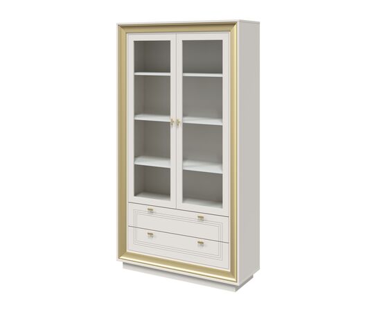 Шкаф с витриной «Прато» 2дв, зефир/миндаль, изображение 2 | Интернет магазин мебели и декора LifeDekor