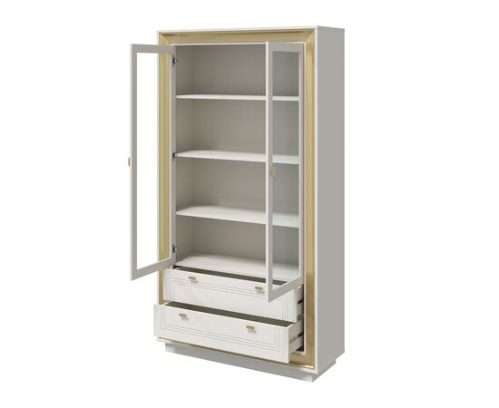 Шкаф с витриной «Прато» 2дв, зефир/миндаль, изображение 4 | Интернет магазин мебели и декора LifeDekor