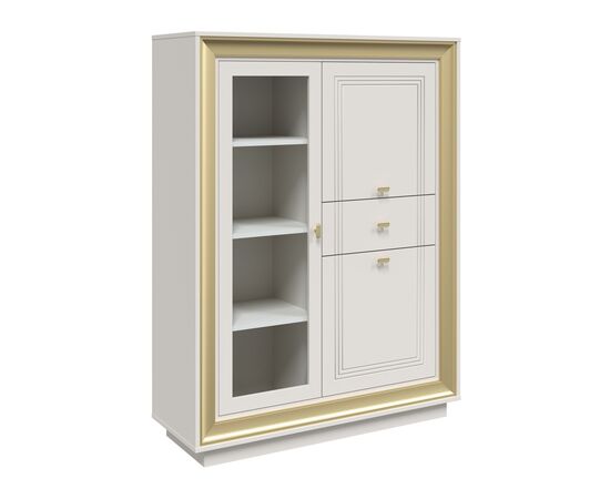 Шкаф с витриной «Прато» низкий, зефир/миндаль, изображение 3 | Интернет магазин мебели и декора LifeDekor