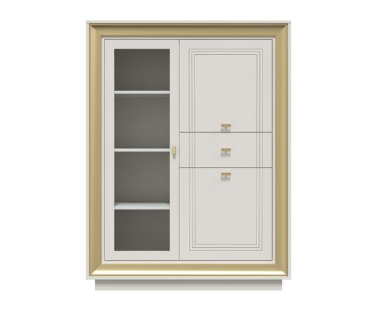 Шкаф с витриной «Прато» низкий, зефир/миндаль, изображение 2 | Интернет магазин мебели и декора LifeDekor