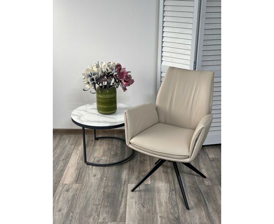 Стул YOZEF 360 град. поворот. HF017-02 Бежевый, экокожа / Черный, ®DISAUR, изображение 2 | Интернет магазин мебели и декора LifeDekor