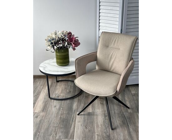 Стул KINNET 360 град. поворот.  MOHAIR-110 / CASTEL-15 Бежевый,ткань/ Тем.-серый каркас, ®DISAUR, изображение 2 | Интернет магазин мебели и декора LifeDekor
