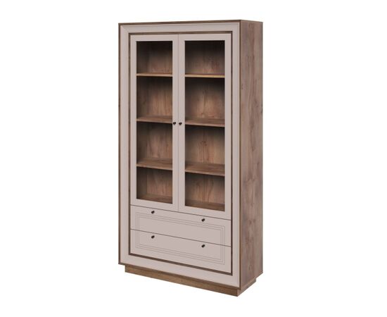 Шкаф с витриной «Прато» 2дв, таксония шоколад/кофе с молоком | Интернет магазин мебели и декора LifeDekor