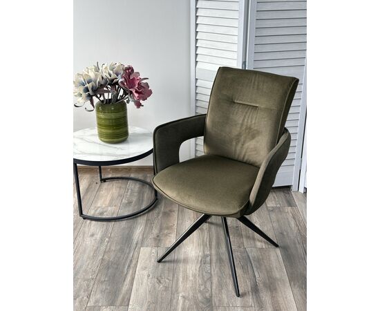 Стул KINNET 360 град. поворот.  MOHAIR-353 / CASTEL-39 Зеленый,ткань/ Тем.-серый каркас, ®DISAUR, изображение 2 | Интернет магазин мебели и декора LifeDekor