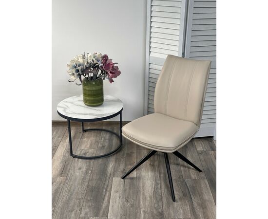 Стул YOHAN 360 град. поворот. HF017-02 Бежевый, экокожа / Черный, ®DISAUR, изображение 2 | Интернет магазин мебели и декора LifeDekor