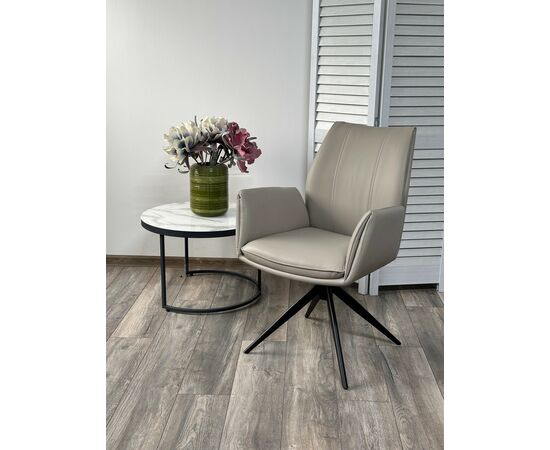 Стул YOZEF 360 град. поворот. HF017-09 Латте, экокожа / Черный, ®DISAUR | Интернет магазин мебели и декора LifeDekor