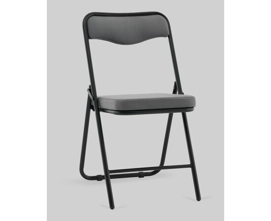 Стул складной Джонни велюр велютто темно-серый каркас черный матовый, изображение 2 | Интернет магазин мебели и декора LifeDekor
