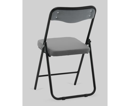 Стул складной Джонни велюр велютто темно-серый каркас черный матовый, изображение 6 | Интернет магазин мебели и декора LifeDekor