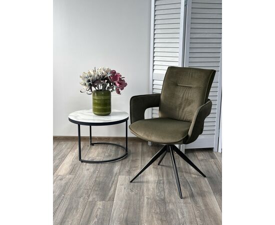 Стул KINNET 360 град. поворот.  MOHAIR-353 / CASTEL-39 Зеленый,ткань/ Тем.-серый каркас, ®DISAUR | Интернет магазин мебели и декора LifeDekor