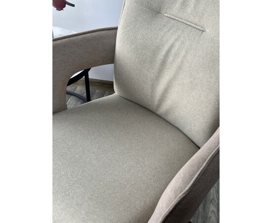 Стул KINNET 360 град. поворот.  MOHAIR-110 / CASTEL-15 Бежевый,ткань/ Тем.-серый каркас, ®DISAUR, изображение 3 | Интернет магазин мебели и декора LifeDekor