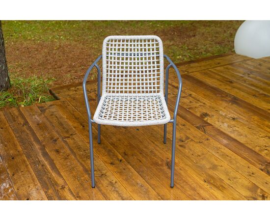 "Тунис" стул плетеный из роупа, каркас алюминий темно-серый (RAL7024), роуп светло-серый, изображение 2 | Интернет магазин мебели и декора LifeDekor