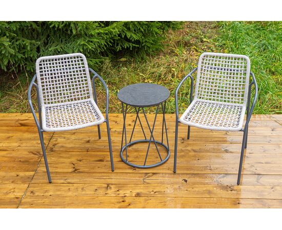 "Тунис" стул плетеный из роупа, каркас алюминий темно-серый (RAL7024), роуп светло-серый, изображение 9 | Интернет магазин мебели и декора LifeDekor