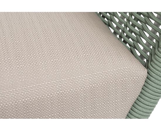 "Фиджи" кресло плетеное из роупа, каркас алюминий светло-серый (RAL7035) муар, роуп зеленый (4204) круглый tex, ткань Mossle бежевая, изображение 8 | Интернет магазин мебели и декора LifeDekor