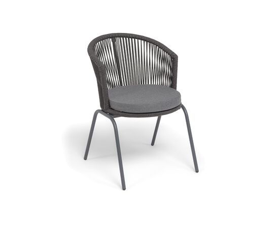 "Люксембург" стул плетеный из роупа, каркас из стали темно-серый (RAL7024) муар, роуп темно-серый круглый, ткань темно-серая 027, изображение 2 | Интернет магазин мебели и декора LifeDekor
