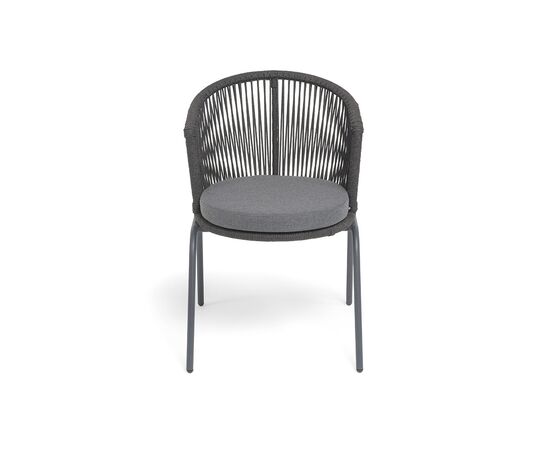 "Люксембург" стул плетеный из роупа, каркас из стали темно-серый (RAL7024) муар, роуп темно-серый круглый, ткань темно-серая 027, изображение 3 | Интернет магазин мебели и декора LifeDekor