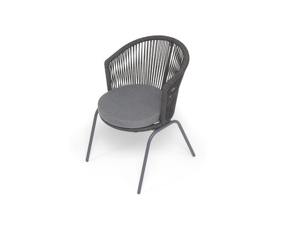 "Люксембург" стул плетеный из роупа, каркас из стали темно-серый (RAL7024) муар, роуп темно-серый круглый, ткань темно-серая 027, изображение 4 | Интернет магазин мебели и декора LifeDekor