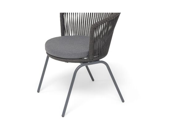 "Люксембург" стул плетеный из роупа, каркас из стали темно-серый (RAL7024) муар, роуп темно-серый круглый, ткань темно-серая 027, изображение 6 | Интернет магазин мебели и декора LifeDekor