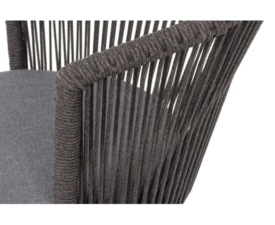"Люксембург" стул плетеный из роупа, каркас из стали темно-серый (RAL7024) муар, роуп темно-серый круглый, ткань темно-серая 027, изображение 7 | Интернет магазин мебели и декора LifeDekor