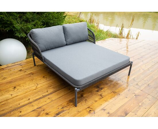 "Позитано" лежак плетеный из роупа, каркас алюминий темно-серый (RAL7024) муар, роуп темно-серый круглый, ткань темно-серая 027, изображение 2 | Интернет магазин мебели и декора LifeDekor