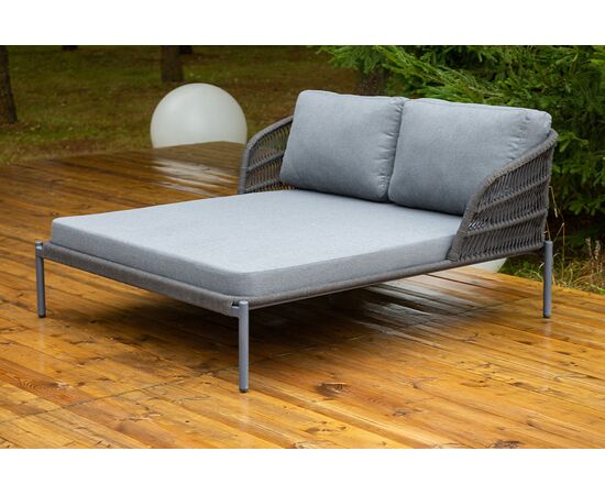 "Позитано" лежак плетеный из роупа, каркас алюминий темно-серый (RAL7024) муар, роуп темно-серый круглый, ткань темно-серая 027, изображение 3 | Интернет магазин мебели и декора LifeDekor
