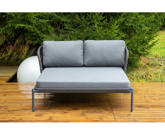 "Позитано" лежак плетеный из роупа, каркас алюминий темно-серый (RAL7024) муар, роуп темно-серый круглый, ткань темно-серая 027, изображение 4 | Интернет магазин мебели и декора LifeDekor