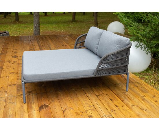 "Позитано" лежак плетеный из роупа, каркас алюминий темно-серый (RAL7024) муар, роуп темно-серый круглый, ткань темно-серая 027, изображение 5 | Интернет магазин мебели и декора LifeDekor