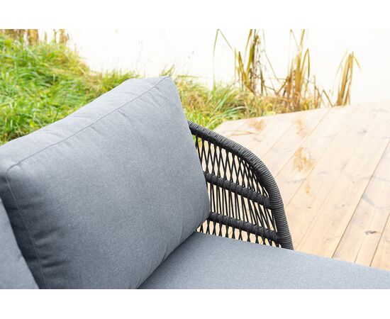 "Позитано" лежак плетеный из роупа, каркас алюминий темно-серый (RAL7024) муар, роуп темно-серый круглый, ткань темно-серая 027, изображение 6 | Интернет магазин мебели и декора LifeDekor